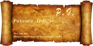Petrecz Irén névjegykártya